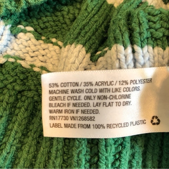 La Ligne Green & Blue Striped Cable Knit x Target Mock Turtleneck Sweater Sz XXS - Picture 8 of 8